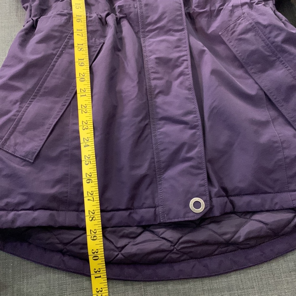 Lands’ End Parka Purple Medium Windbreaker Fleece Lined Full Zip Detachable Hood - Picture 15 of 17